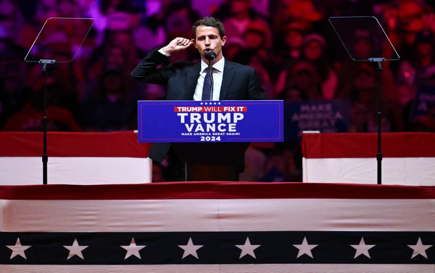 Tony Hinchcliffe panders for MAGA laughs at last fall’s Madison Square Garden rally.