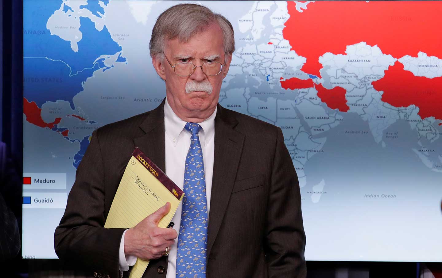 John Bolton and a map