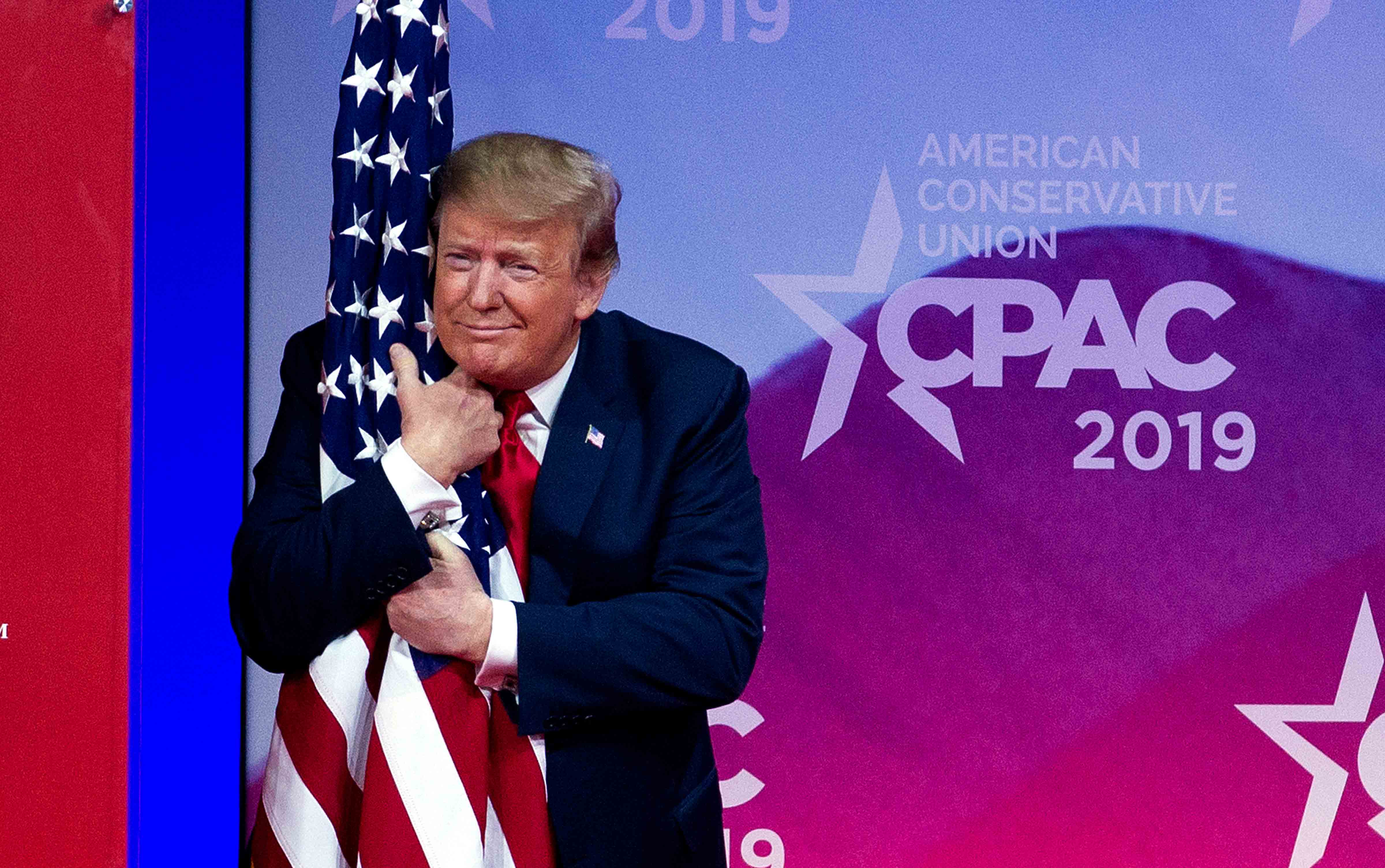 Donald Trump Hugging Flag Wallpaper