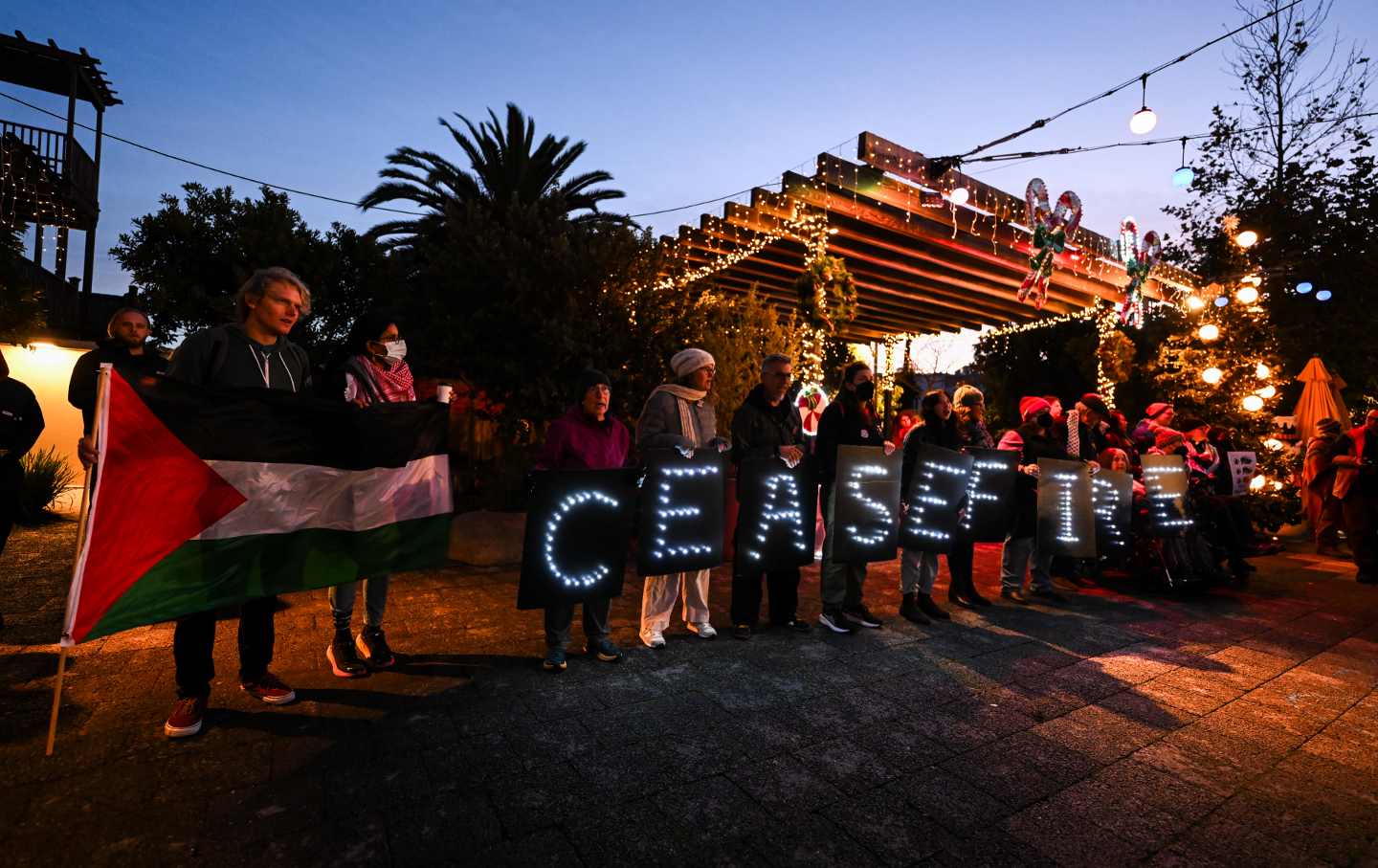 A rally in support of a Gaza ceasefire in San Francisco on January 6, 2024.
