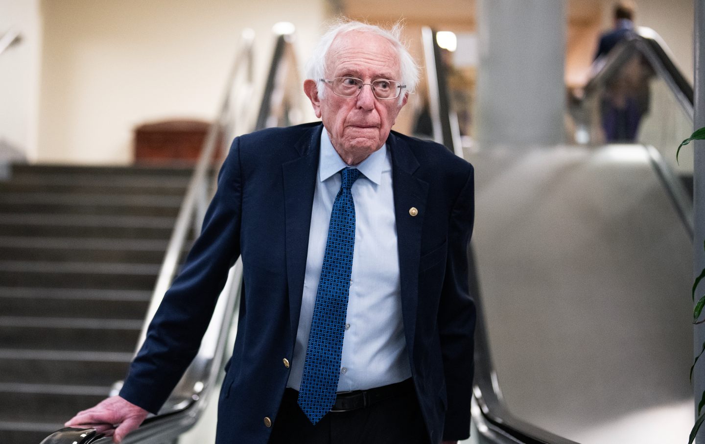 Sen. Bernie Sanders, I-Vt., is seen in the U.S. Capitol after the senate voted against advancing a border security deal on Wednesday, February 7, 2024.
