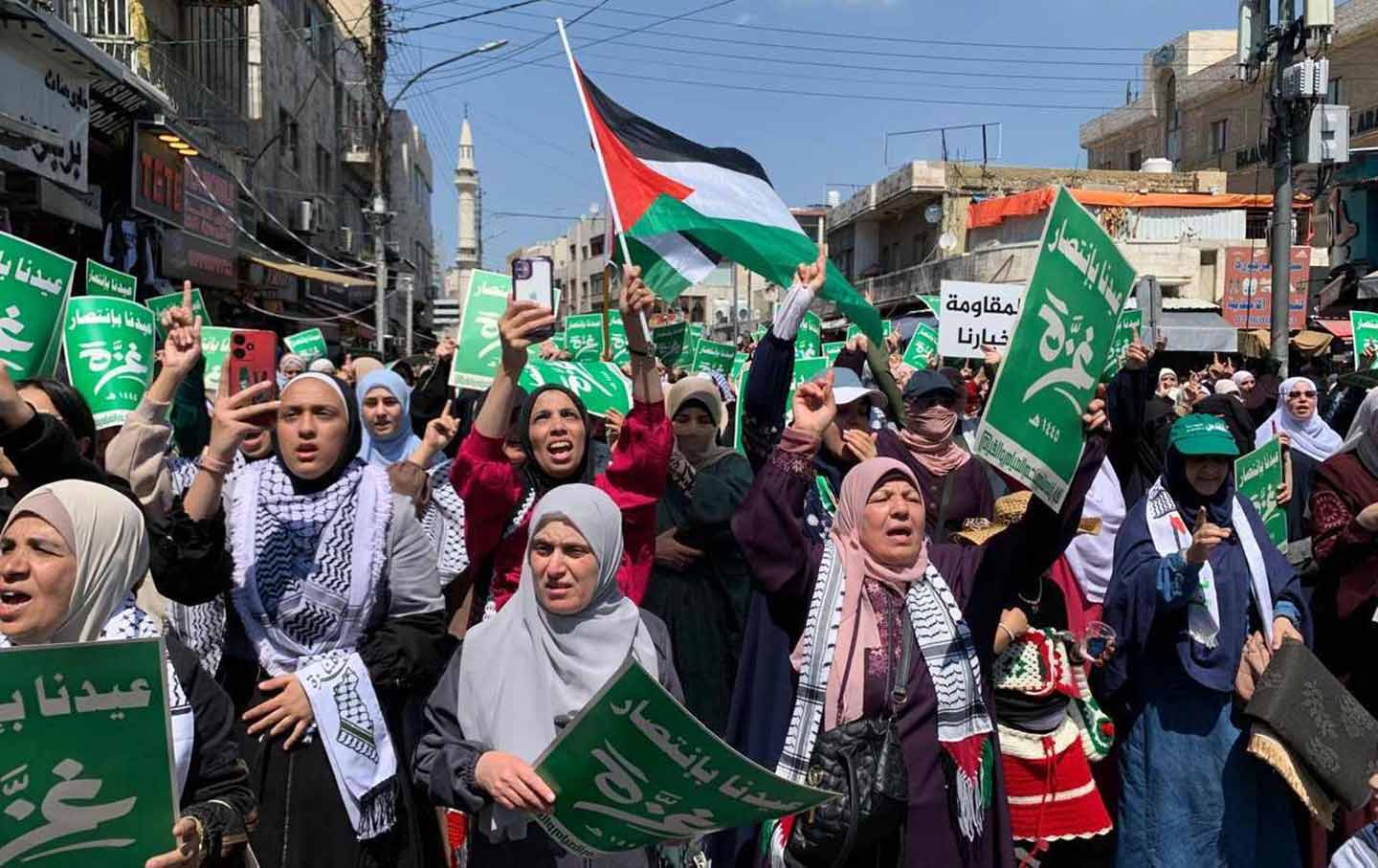 约旦举行示威活动，声援加沙巴勒斯坦人。