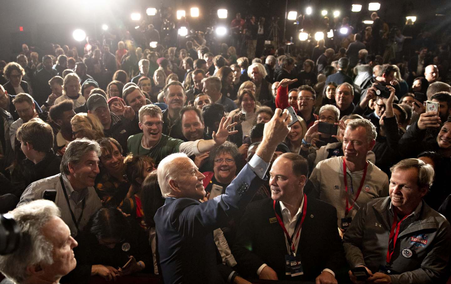 Joe Biden during a caucus night watch party in Des Moines, Iowa, U.S. on Monday, Feb. 3, 2020.