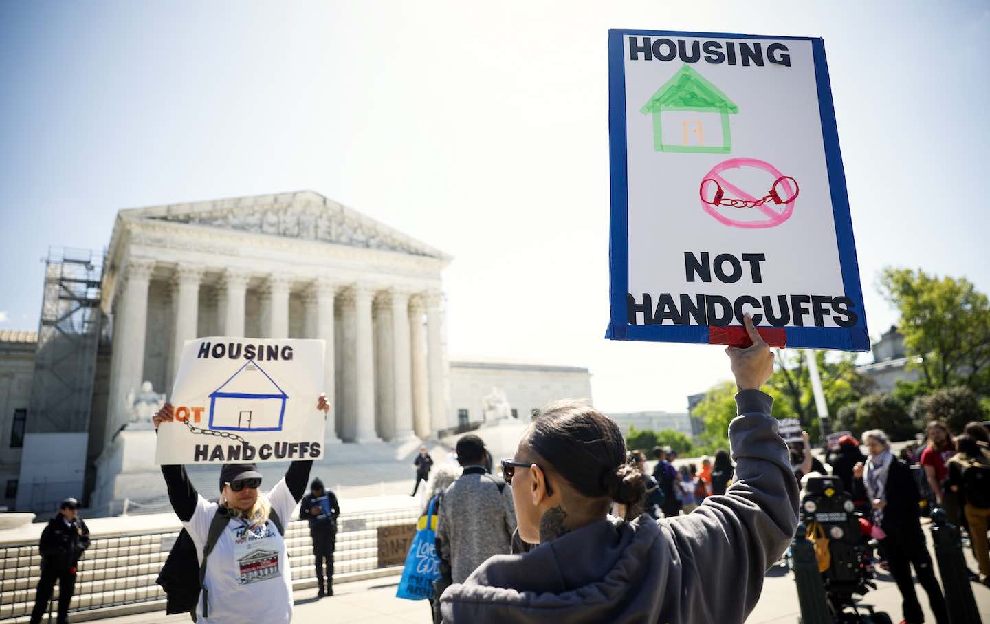 Activists hold a rally outside of the US Supreme Court Building on April 22, 2024, in Washington, DC.