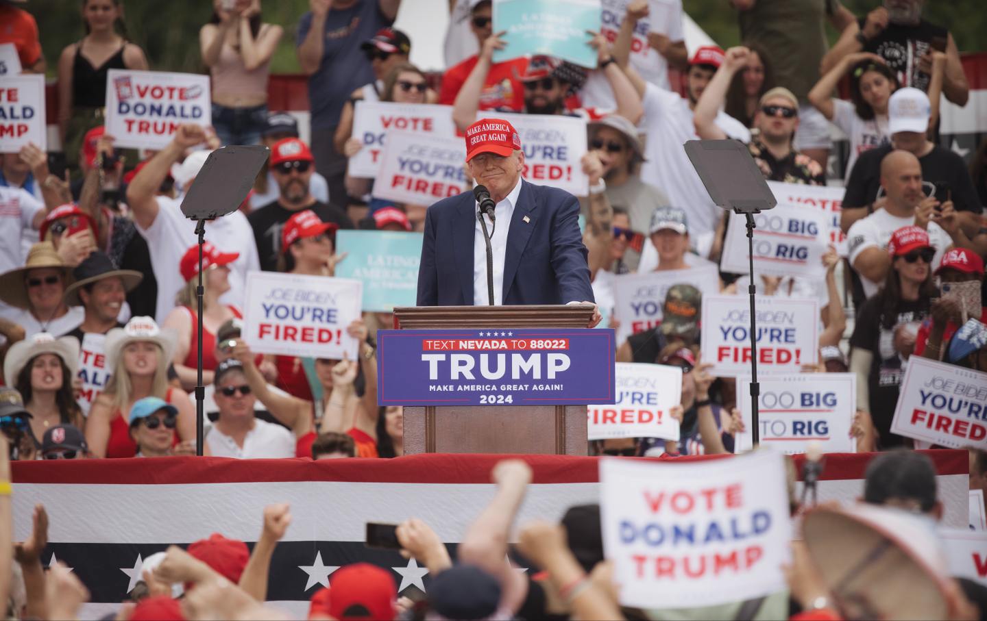 Former president Donald Trump attends a rally June 9, 2024, in Las Vegas,