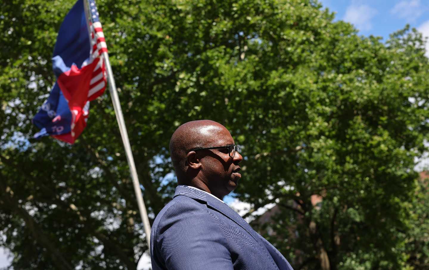 This image has an empty alt attribute;  The file name is bowman-flag-getty.jpg Representative Jamaal Bowman (D-NY) lost his bid for reelection to New York's 16th Congressional District.