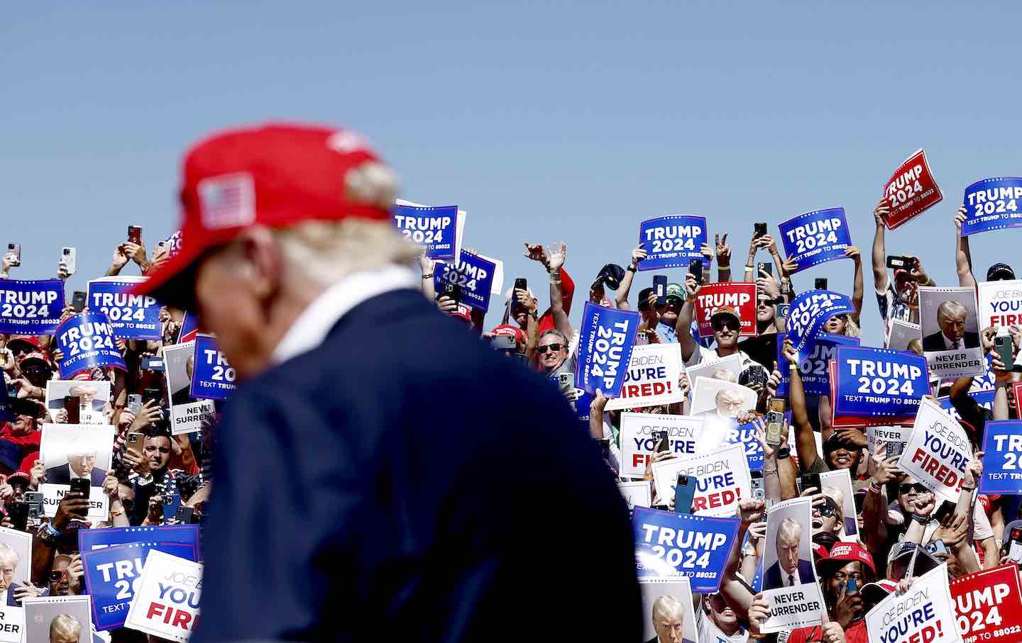 Donald Trump arrives at a rally in Chesapeake, Virginia, on June 28.