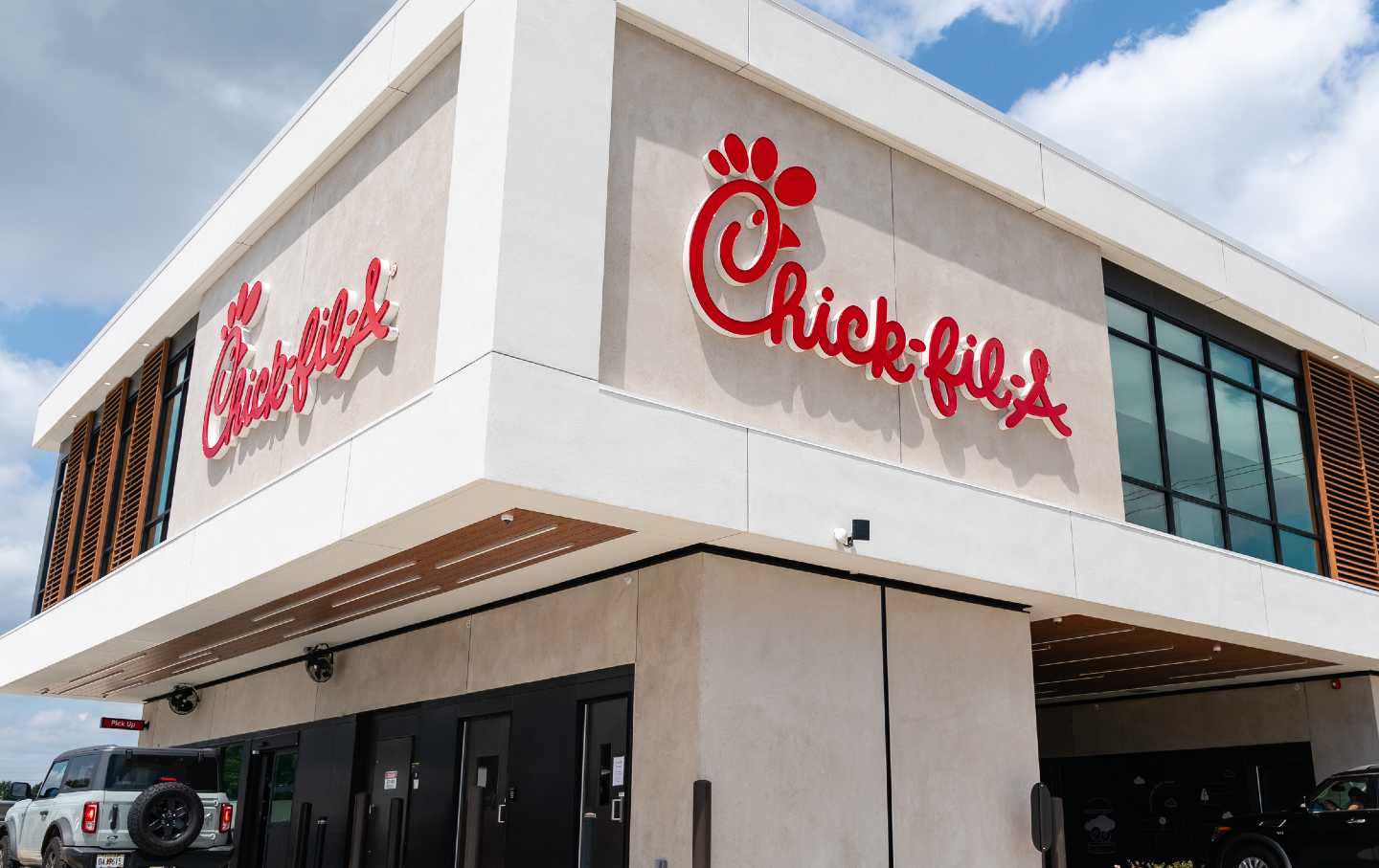 Chik-fil-A’s first elevated drive-through restaurant in McDonough, Georgia.