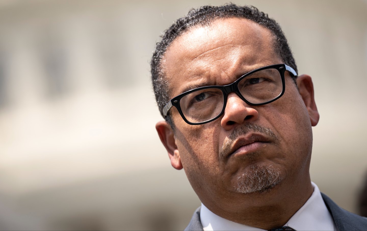 Minnesota Attorney General Keith Ellison attends a news conference at the US Capitol on July 12, 2023.