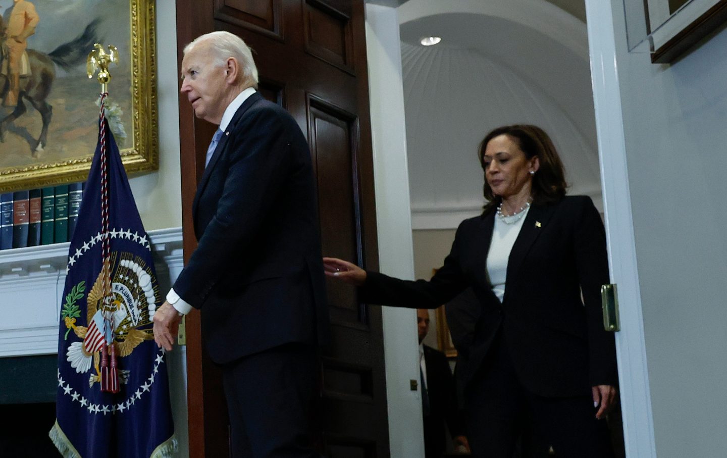 Joe Biden and Kamala Harris at the White House on July 14, 2024.