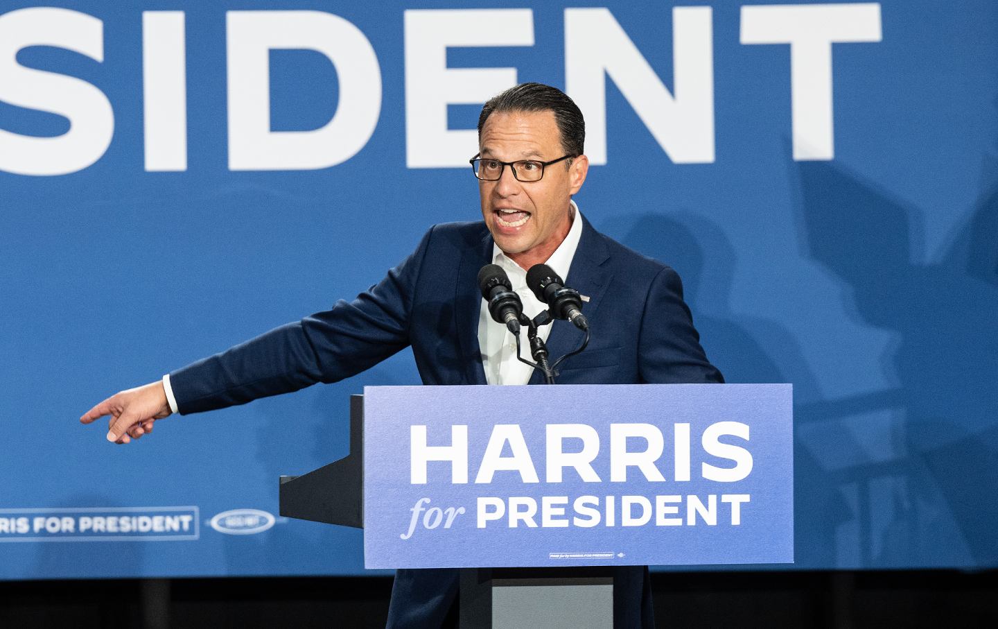 Josh Shapiro rallies for Kamala Harris in Ambler, PA, on July 29, 2024.