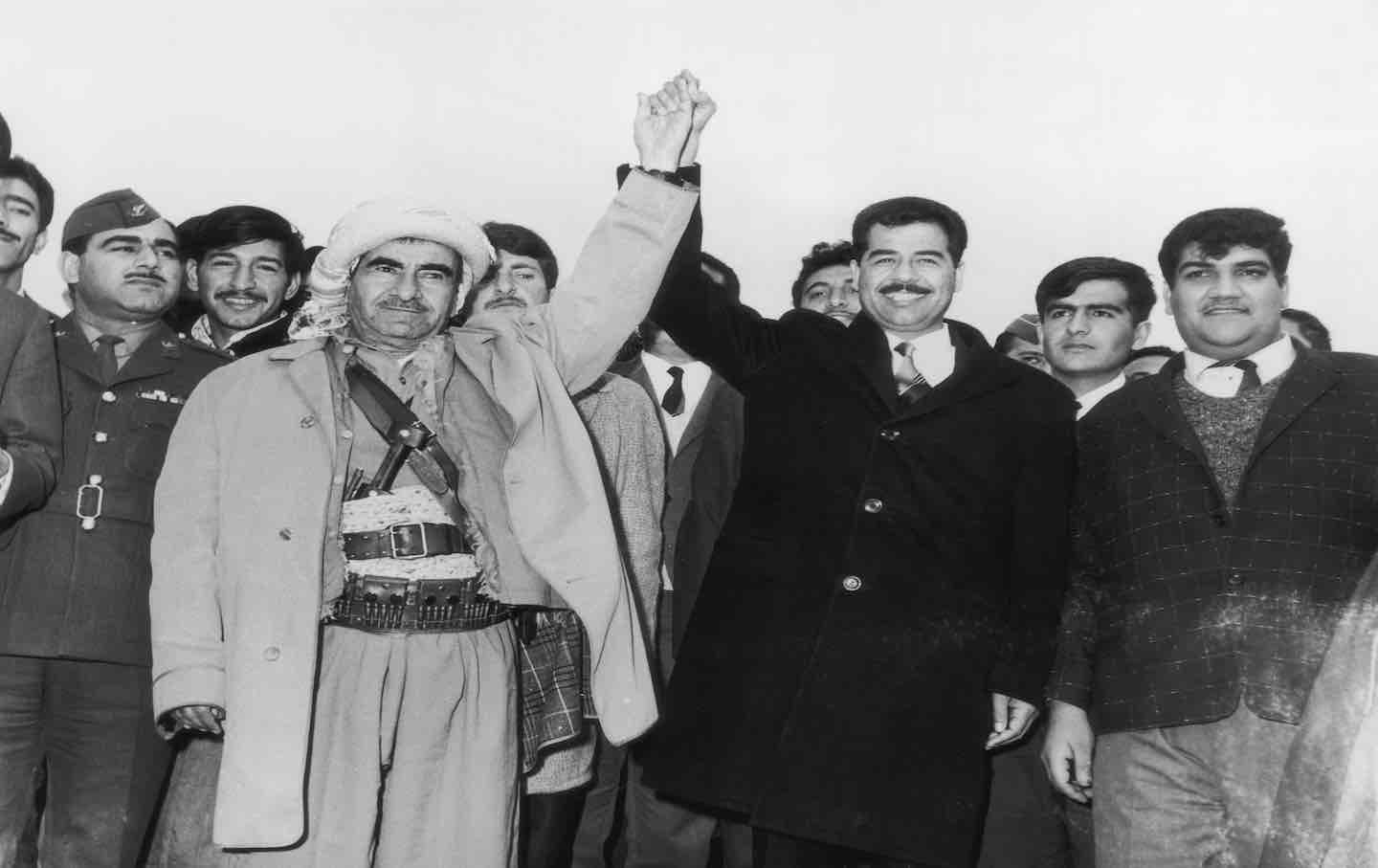 Saddam Hussein and Mulla Mustafa al-Barzani, 1970.