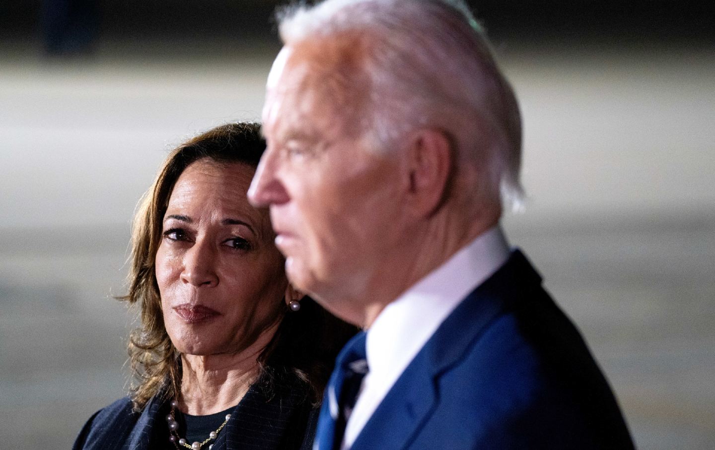 Kamala Harris looking at Joe Biden