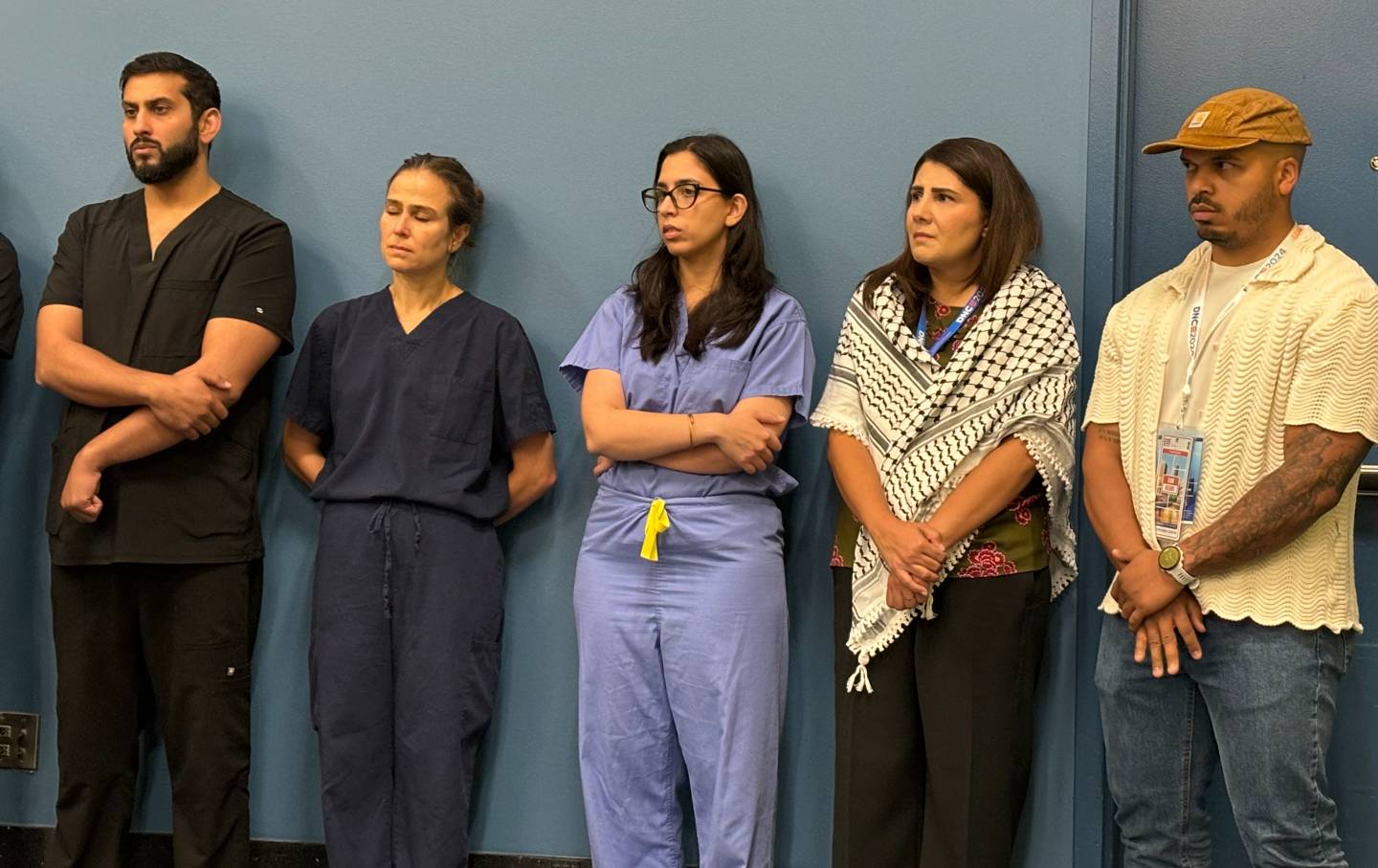 Healthcare workers recount their experiences in Gaza during a Democratic National Convention event in Chicago on August 20, 2024.