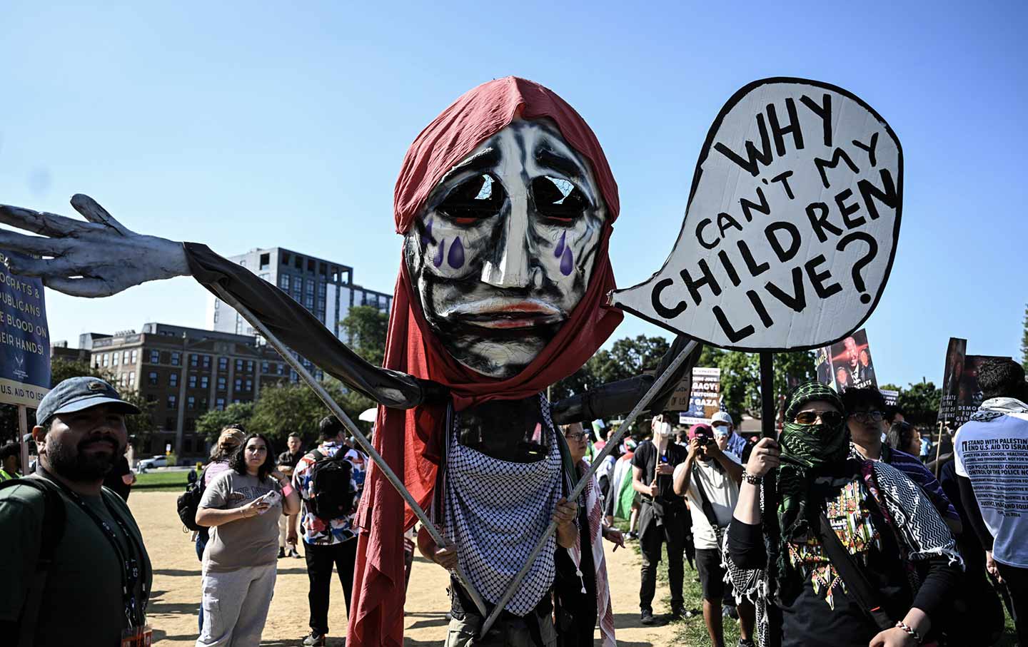 A pro-Palestinian protest on the third day of the Democratic National Convention in Chicago.