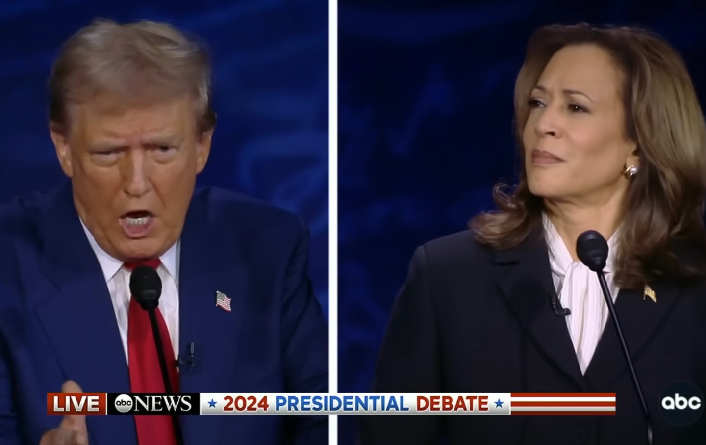 Kamala Harris and Donald Trump debate in Philadelphia on September 10, 2024.