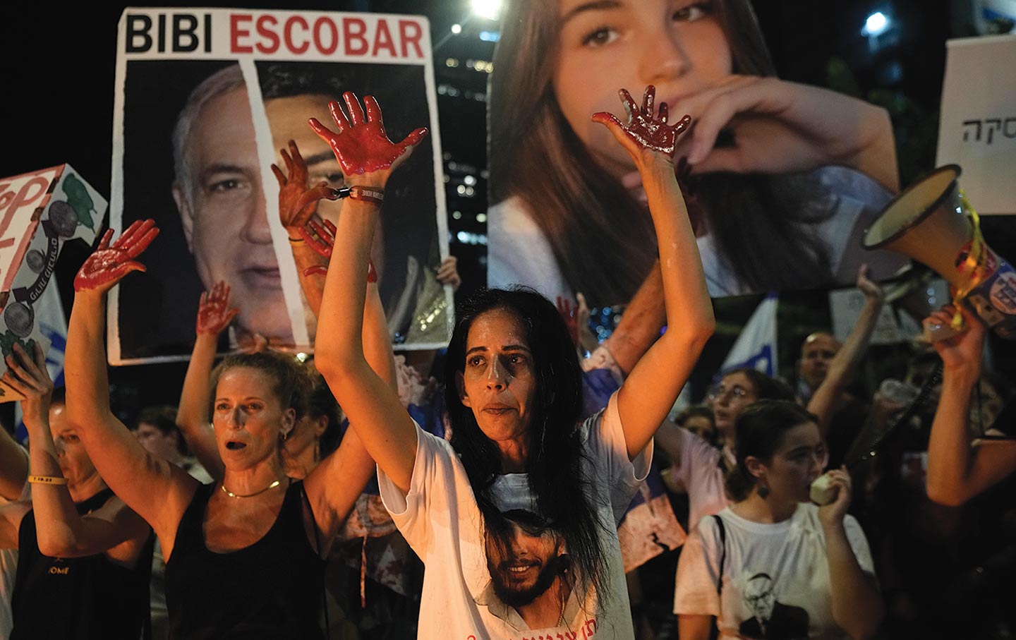 Einav Zangauker, the mother of hostage Matan Zangauker, protests for his release.