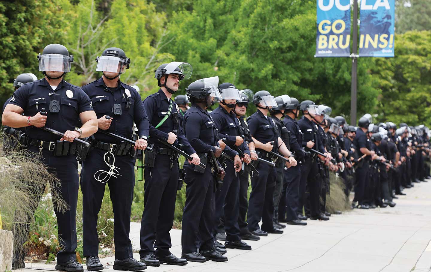 LAPD officers on the UCLA Campus in May of this year.