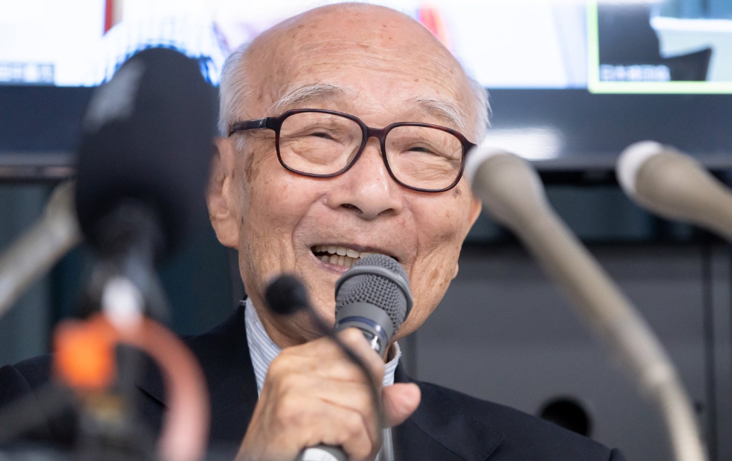 Terumi Tanaka, cochair of Nihon Hidankyo, a grassroots Japanese organization of atomic bomb survivors from Hiroshima and Nagasaki, speaks during a press conference on October 12, 2024, in Tokyo, Japan.