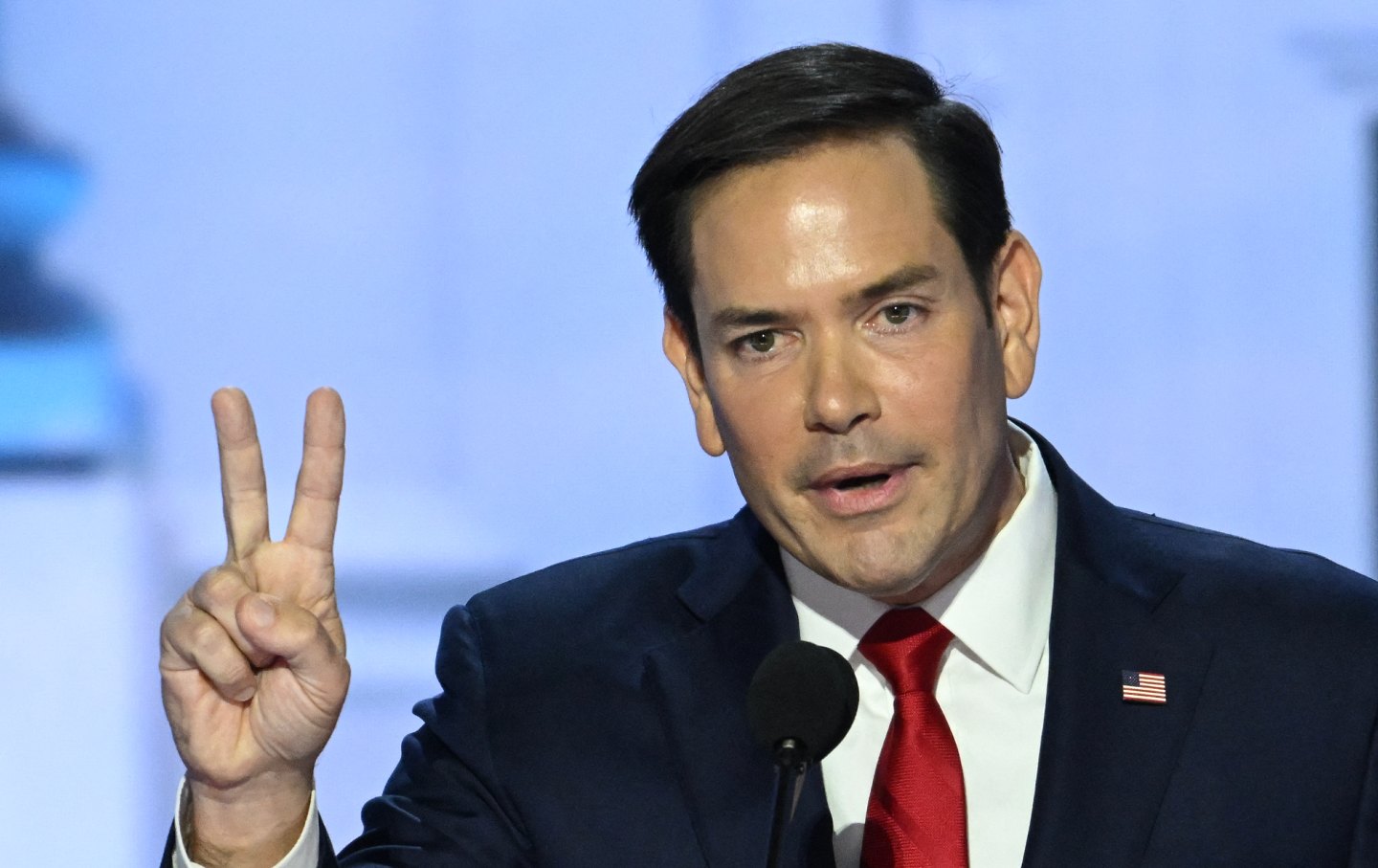 Marco Rubio speaks during the second day of the 2024 Republican National Convention at the Fiserv Forum in Milwaukee, Wisconsin, July 16, 2024.