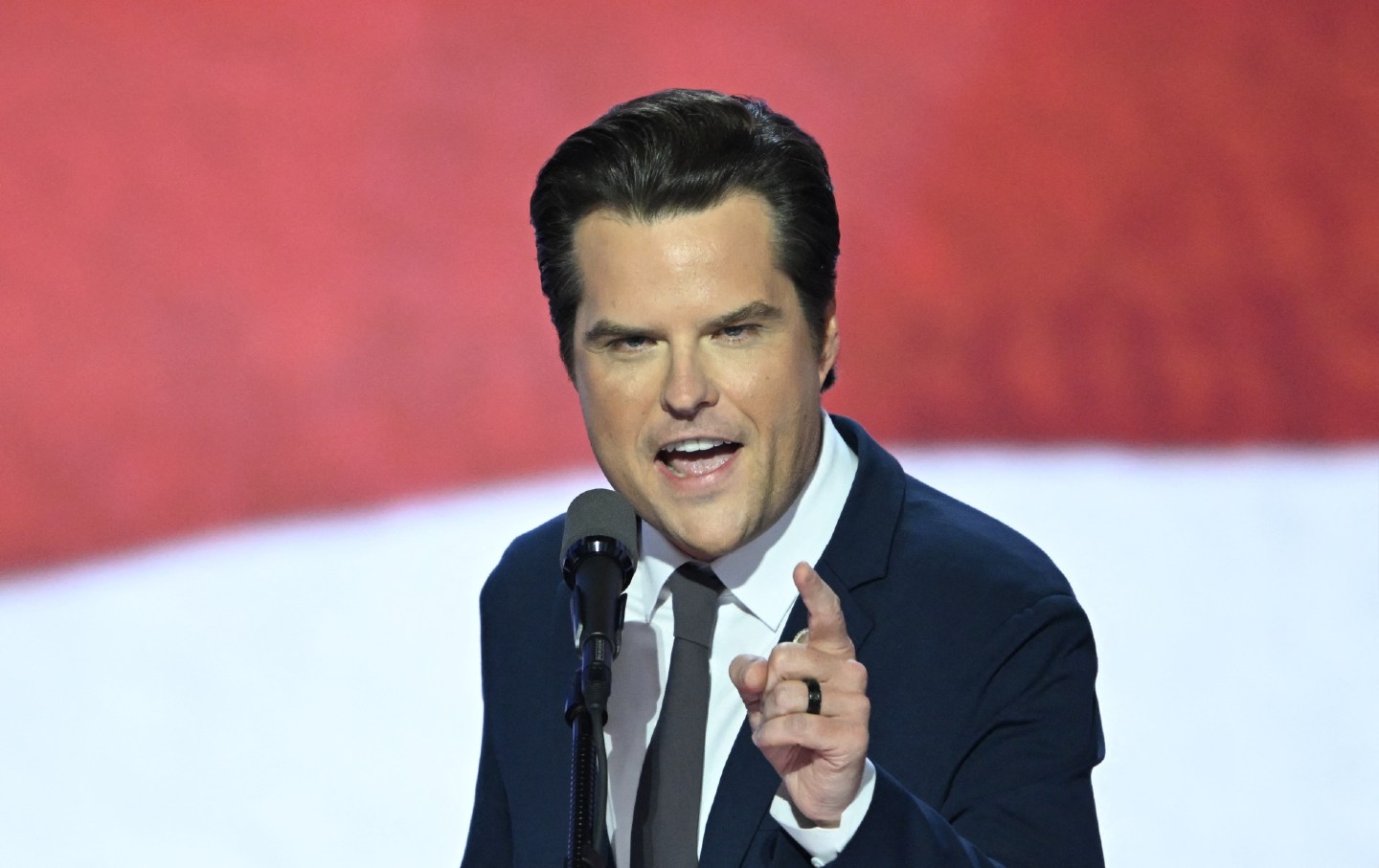 US Representative Matt Gaetz, Republican of Florida, speaks during the third day of the 2024 Republican National Convention in Milwaukee, Wisconsin, on July 17, 2024.