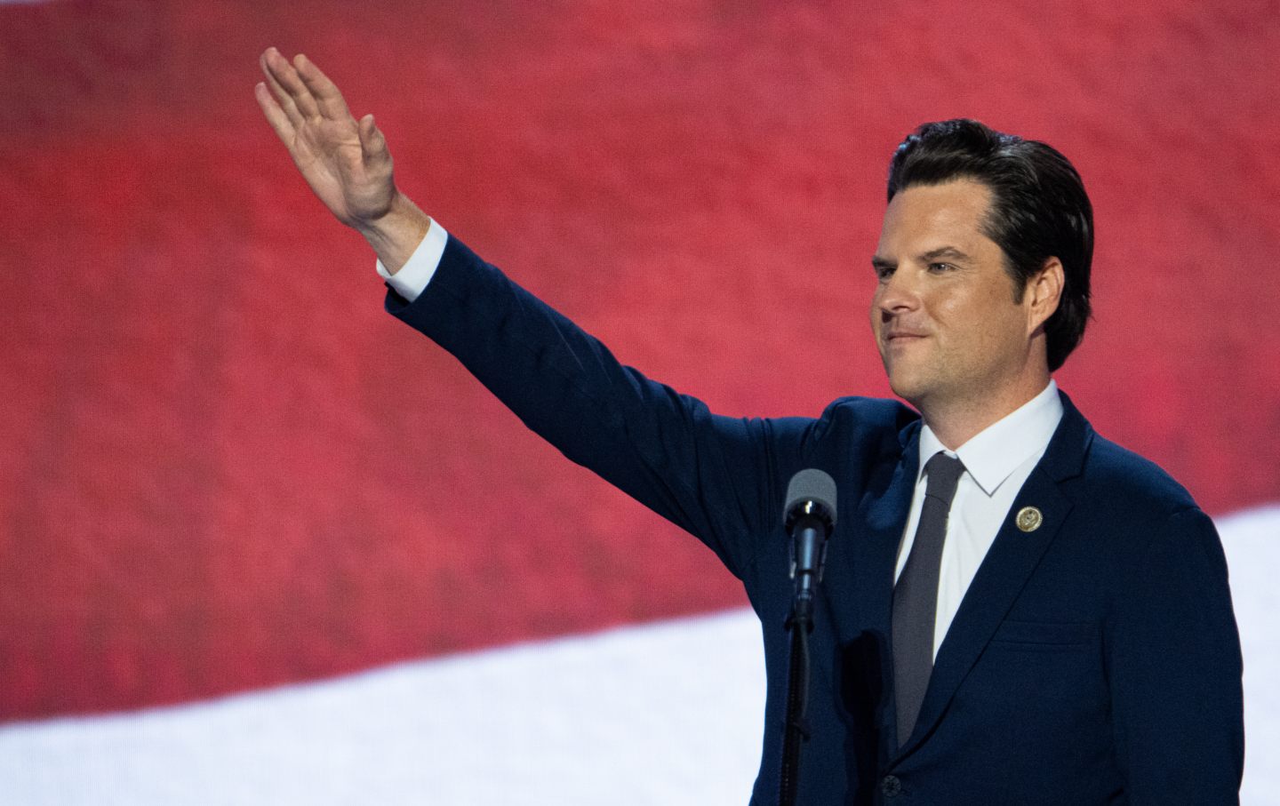 Matt Gaetz speaks at the Republican National Convention in Milwaukee on Wednesday, July 17, 2024.