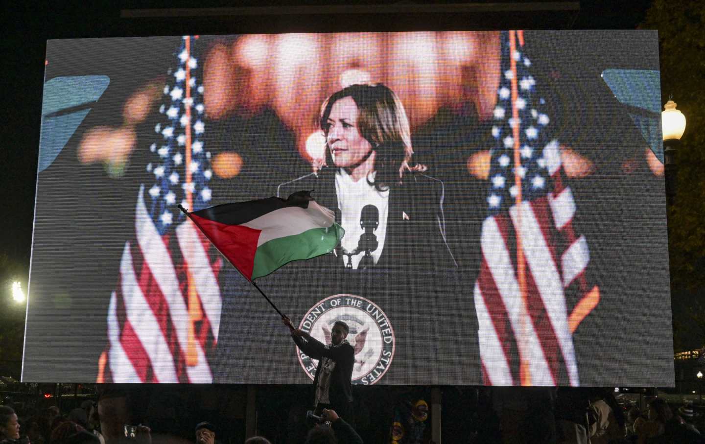 Kamala Harris, campaigning in Washington, DC, on October 29, 2024, faces protests from hundreds of people expressing disapproval of her administration’s Gaza policy.