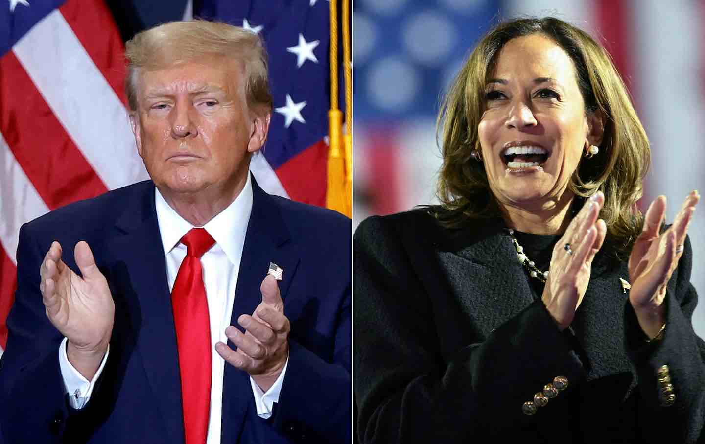 Calon presiden dari Partai Republik Donald Trump dan calon presiden dari Partai Demokrat Kamala Harris.