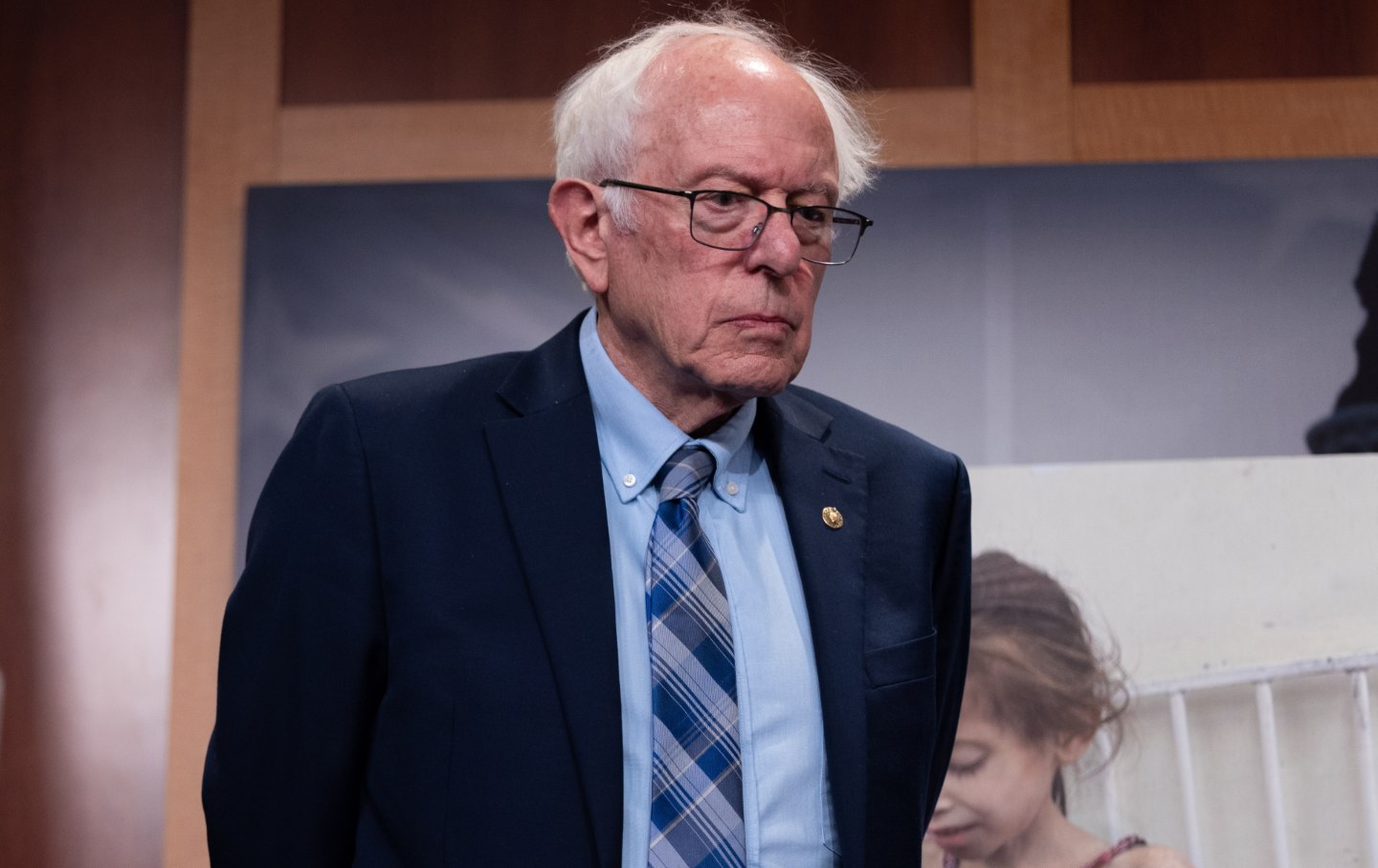 Senator Bernie Sanders (I-VT) is seen at a press conference on upcoming Joint Resolutions of Disapproval (JRD) aimed at blocking certain offensive weapon sales to Israel in Washington, DC, on November 19, 2024.