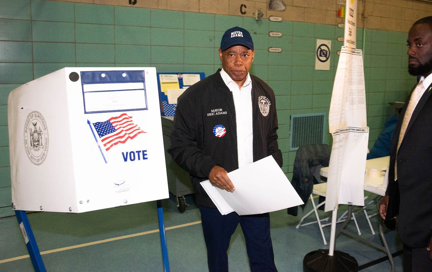 New York City Mayor Eric Adams voting in Brooklyn.