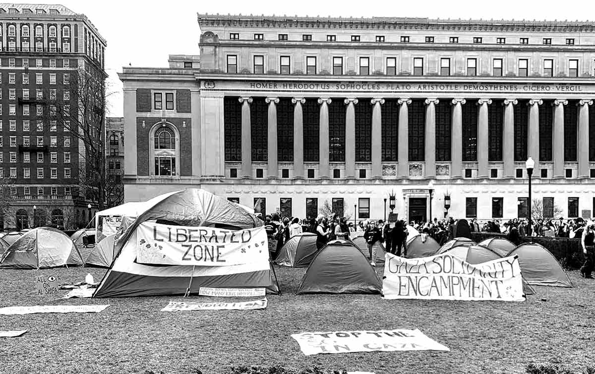 The Gaza Solidarity Encampment at Columbia University, April 17, 2024.