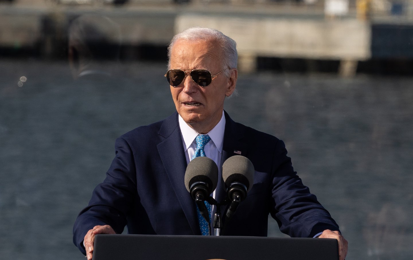 President Joe Biden delivers remarks on his administration's Investing in America agenda at the Port of Baltimore on October 29, 2024, in Baltimore, Maryland.