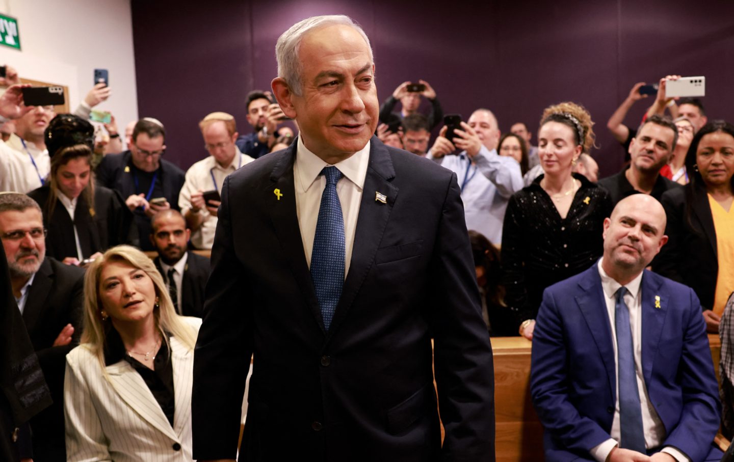 Israeli Prime Minister Benjamin Netanyahu attends a hearing in his trial on corruption charges at the district court in Tel Aviv on December 10, 2024.