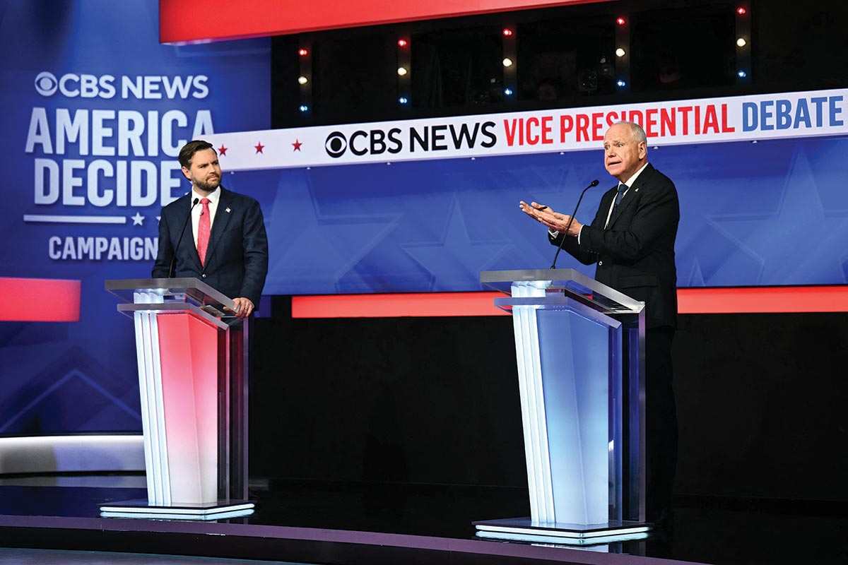 JD Vance and Tim Walz debate in October.