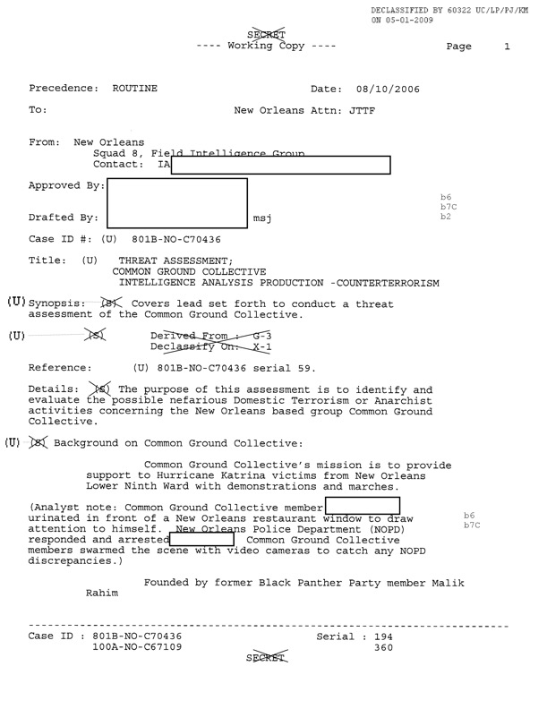 Malik Rahim FOIA document.