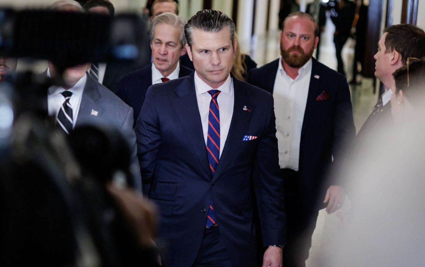 Pete Hegseth, President-elect Donald Trump’s nominee for secretary of defense, on Capitol Hill to discuss his nomination with senators.