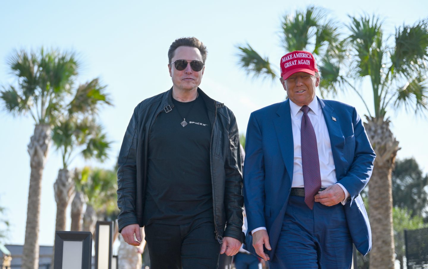 President-elect Donald Trump with Elon Musk at a launch of a test flight of the SpaceX rocket in Brownsville, Texas.