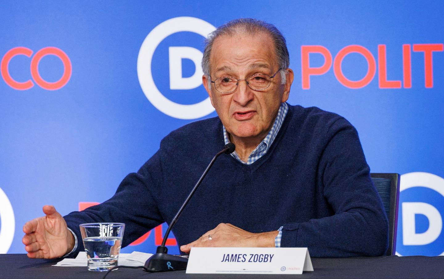 James Zogby speaks at a forum with candidates to become the Democratic National Committee's vice chair in Detroit on January 16, 2025.