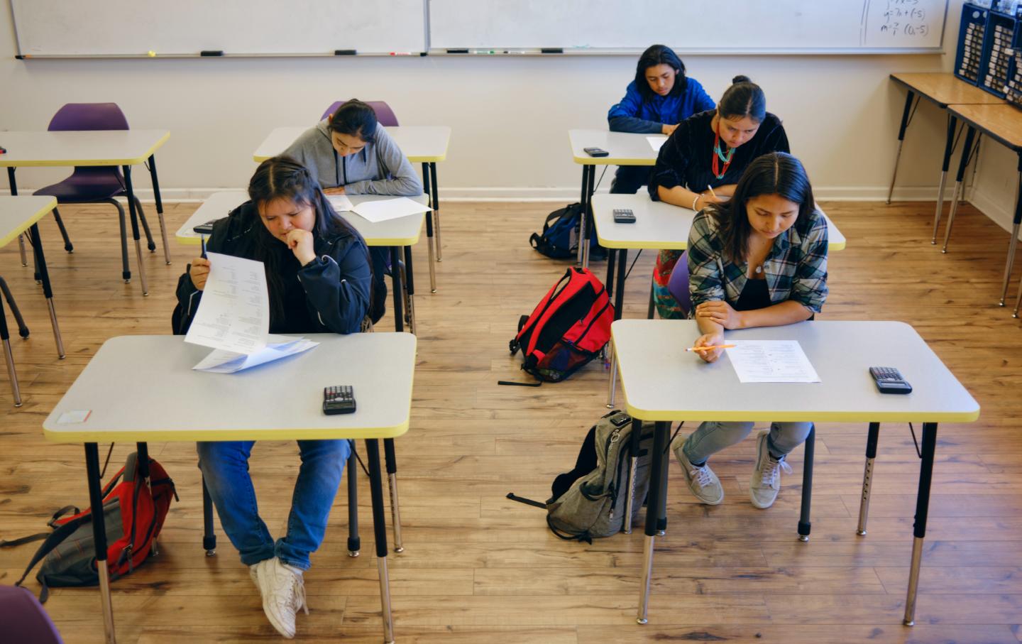 High school students in a classroom.