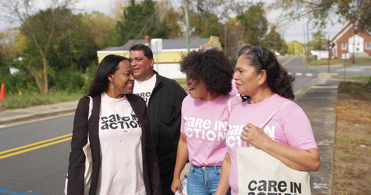 Members of Care in Action canvassing for Harris’s in North Carolina.