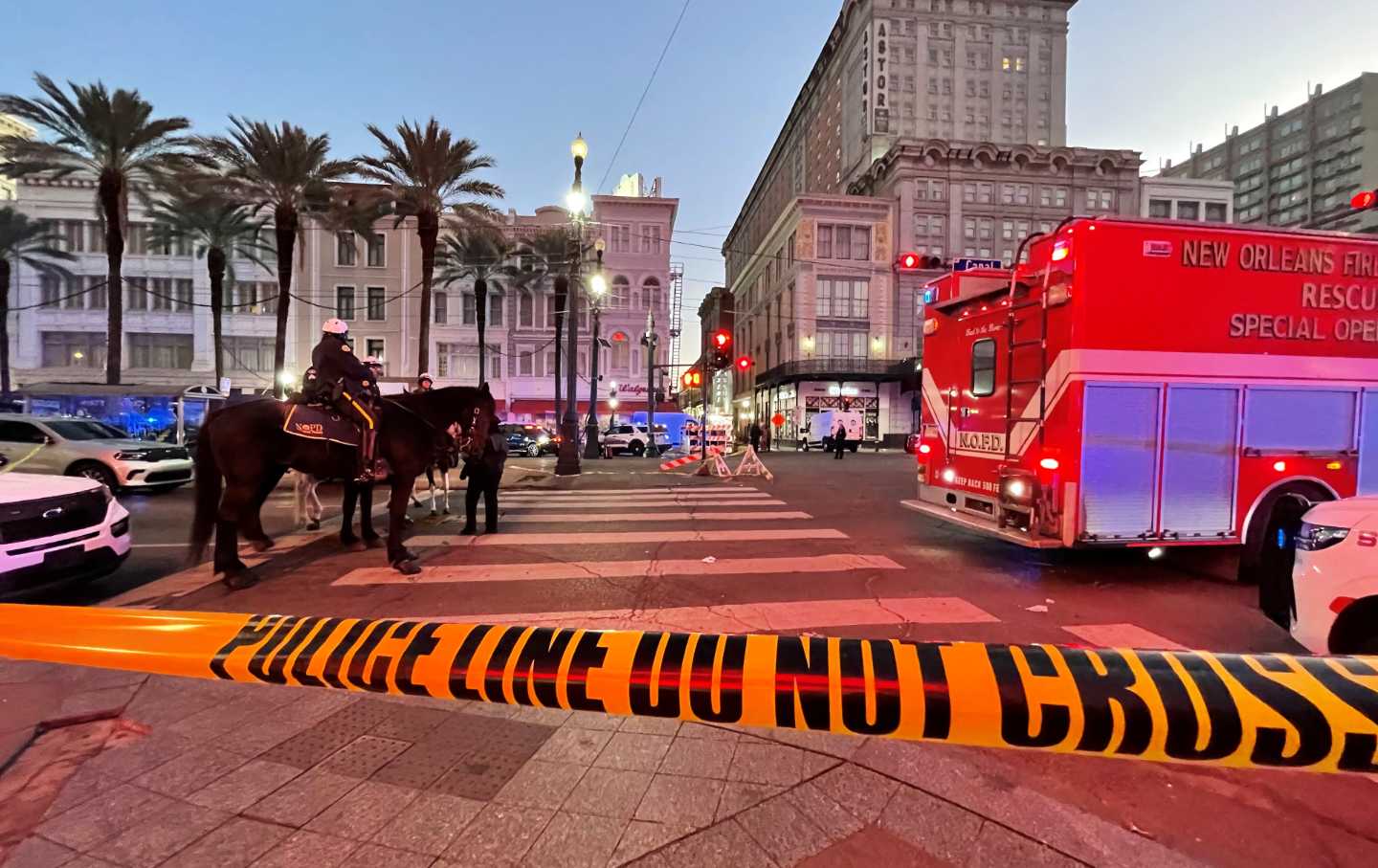 Bourbon Street in the French Quarter of New Orleans after the terrorist attack.