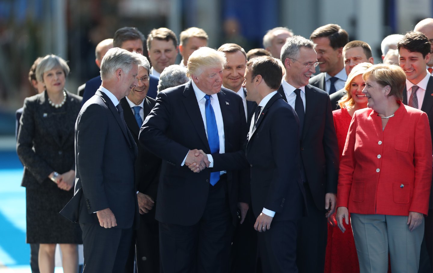 Trump meets with NATO leaders in 2017.