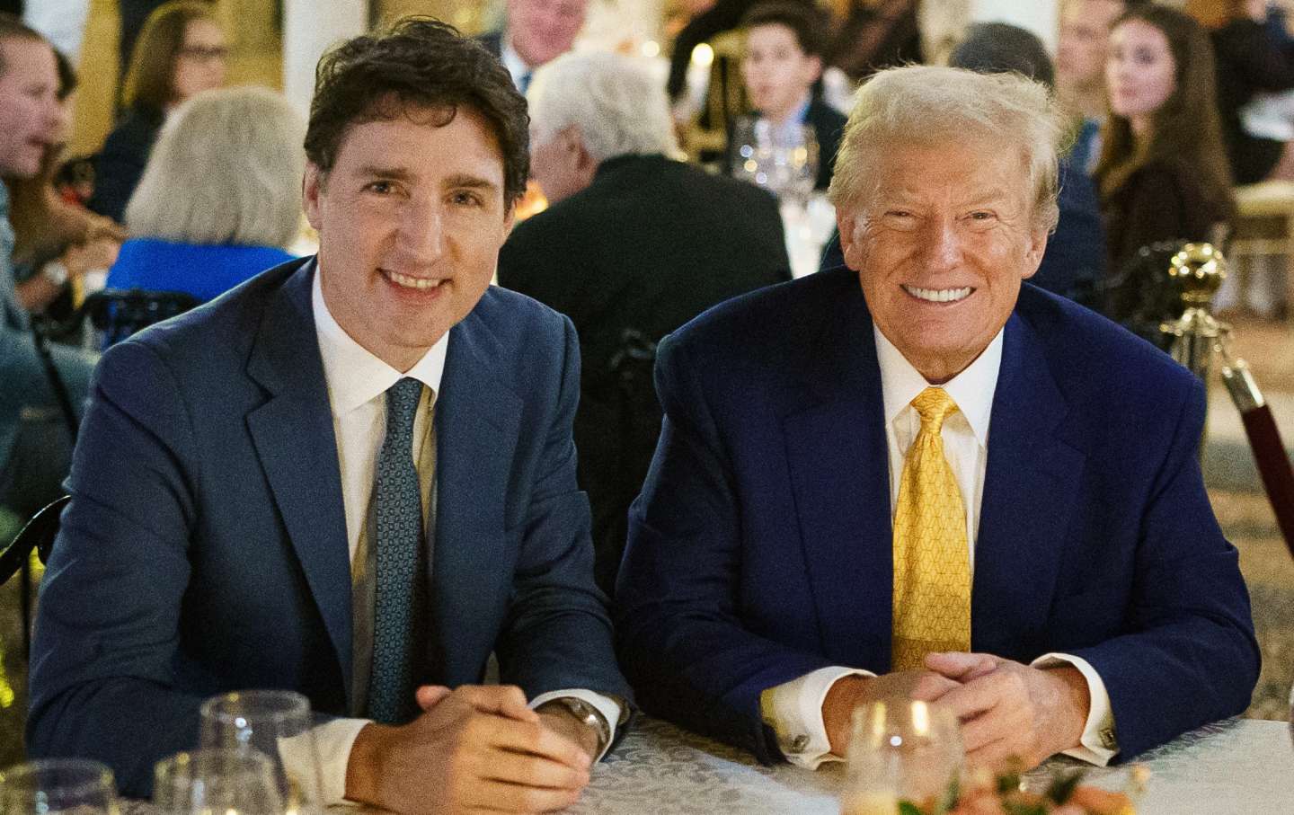 Justin Trudeau and Donald Trump at Mar-a-Lago on November 29, 2024.