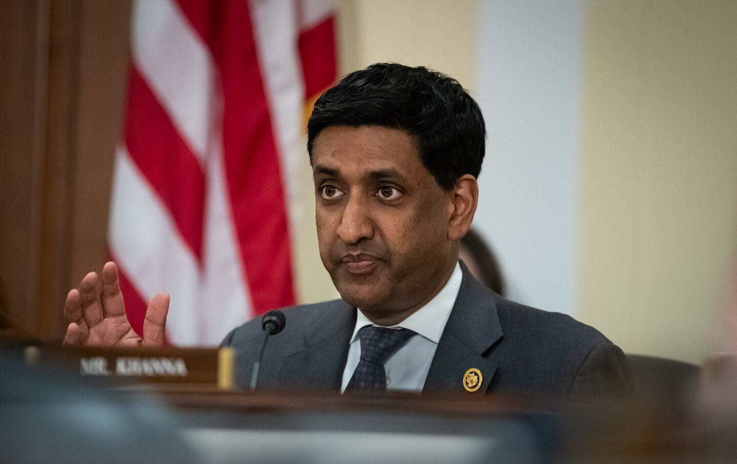 Representative Ro Khanna (D-CA) questions witnesses during a roundtable on Supreme Court ethics hosted by House Oversight Committee Democrats, Washington, DC, June 11, 2024.