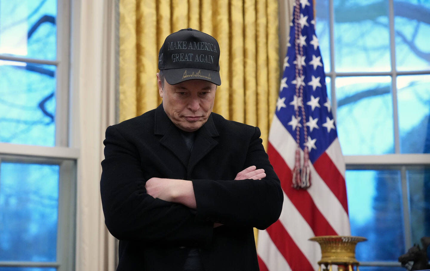 Tesla and SpaceX CEO Elon Musk joins President Donald Trump during an executive order signing in the Oval Office at the White House on February 11, 2025, in Washington, DC.