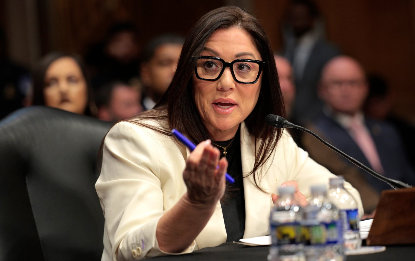 Lori Chavez-DeRemer, President Donald Trump’s pick to lead the Labor Department, testifies during her confirmation hearing before the Senate Health, Education, Labor, and Pensions Committee in the Dirksen Senate Office Building on Capitol Hill on February 19, 2025