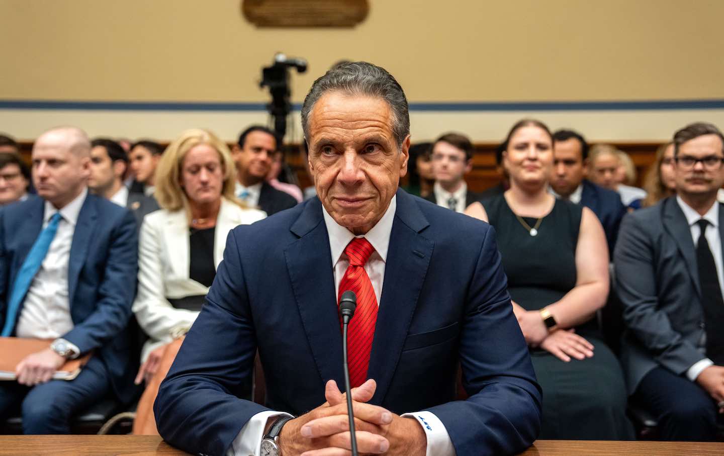 Former New York governor Andrew Cuomo arrives to testify before the Select Subcommittee on the Coronavirus Pandemic in the Rayburn House Office Building at the US Capitol on September 10, 2024, in Washington, DC.