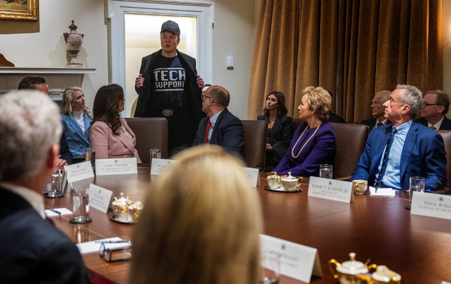 Elon Musk at the first Trump cabinet meeting.